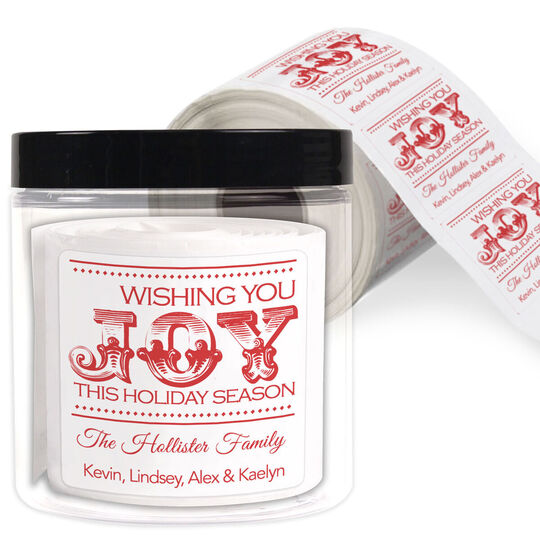 Wishing You Joy Square Gift Stickers in a Jar